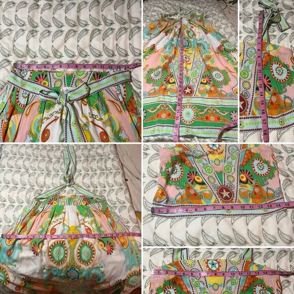 Rose & Olive Colorful Boho Paisley Geometric Maxi Skirt Set Pockets Green S NWOT - Picture 11 of 11